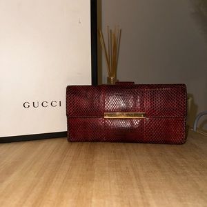 Gucci Wallet in Red Snakeskin Print